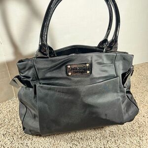 Kate Spade Black Nylon Medium Shoulder Bag crossbody purse Polka Dot Liner